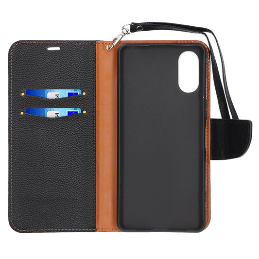 Wallet Case with Stand for Sony Xperia 10 VI - Black and Brown