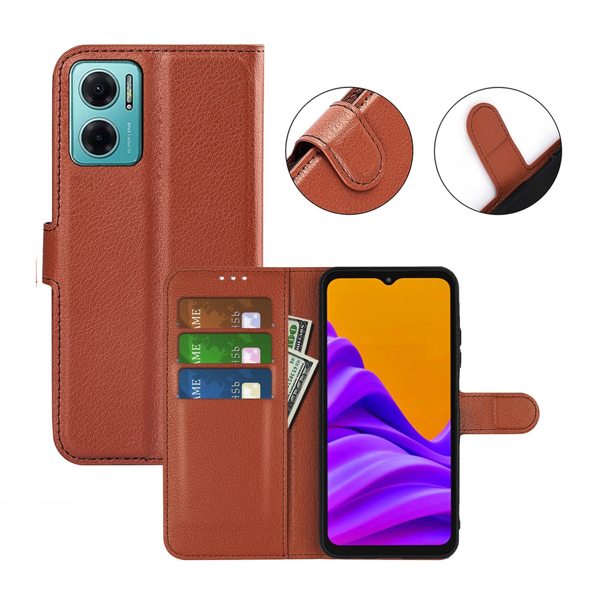 Xiaomi Redmi 10 5G Wallet Case with Stand - Brown