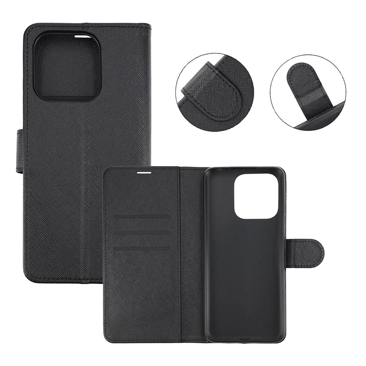Xiaomi Redmi 12c Plånboksfodral med Stativ - Svart