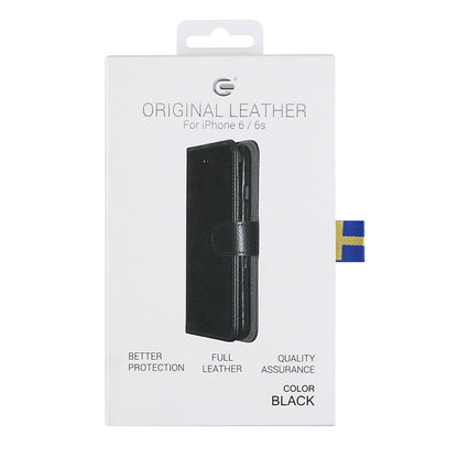iPhone 6/6S Plånboksfodral Läder med Stativ - Svart