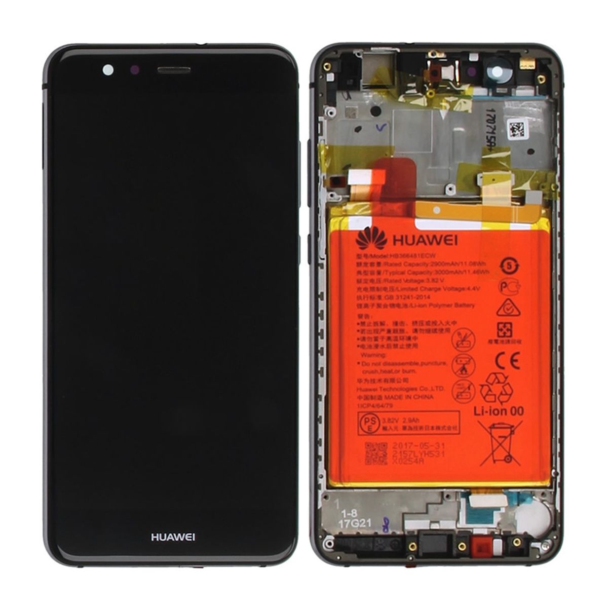 Huawei P10 Lite Display Skärm med LCD Display med Batteri Original - Svart