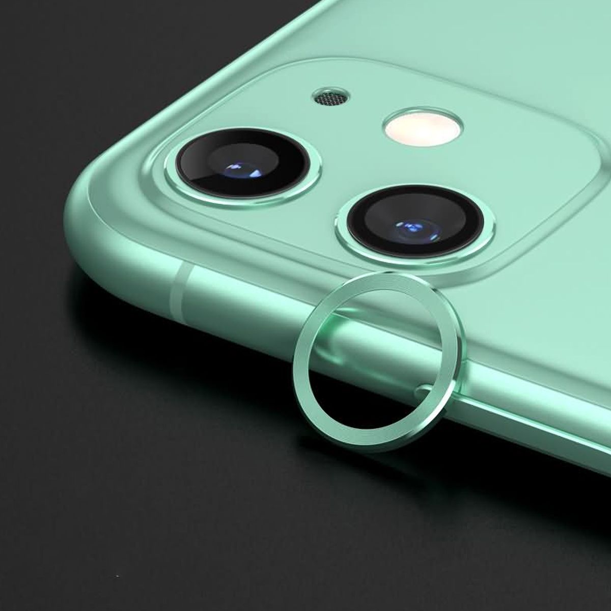 iPhone 12 Linsskydd med Metallram - Grön (2-pack)
