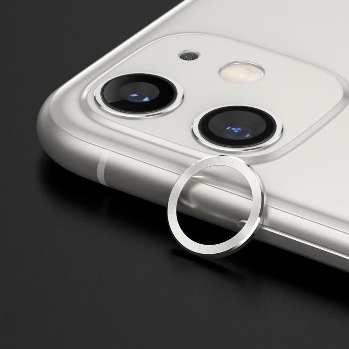 iPhone 12 Lens Protector with Metal Frame - White 2-pack