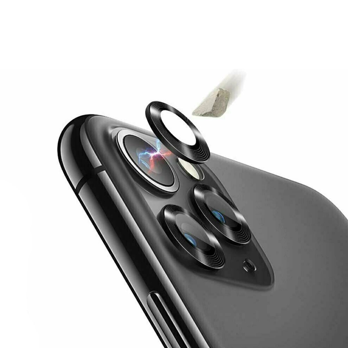 iPhone 12 Mini Lens Protector with Metal Frame - Black 2-pack