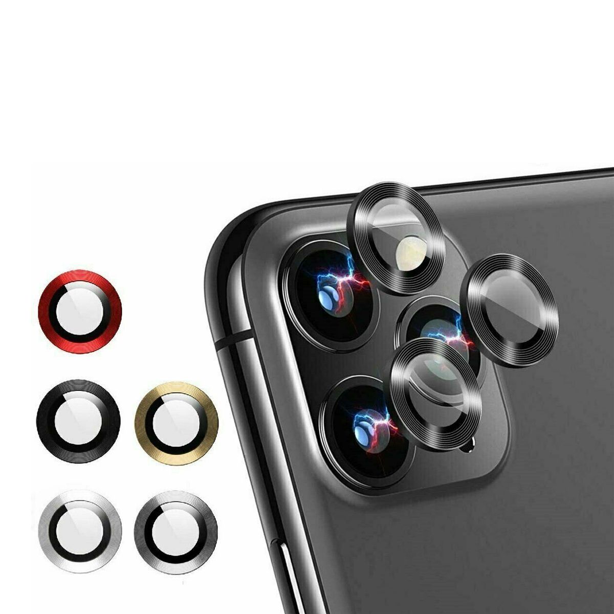 iPhone 12 Mini Lens Protector with Metal Frame - Black 2-pack