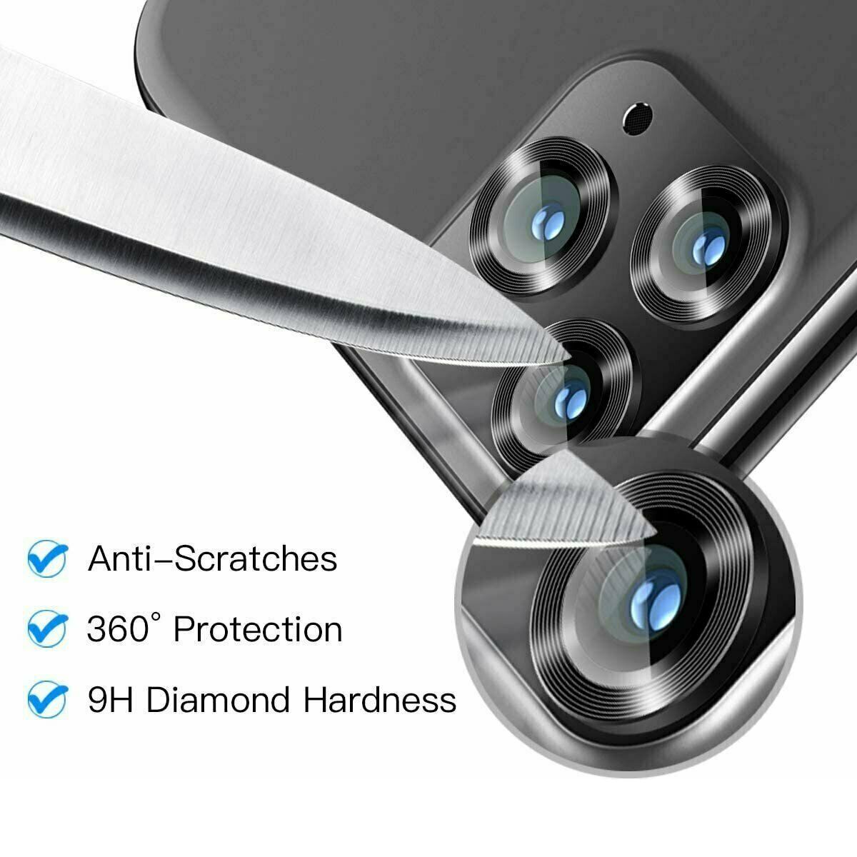 iPhone 12 Mini Lens Protector with Metal Frame - Black 2-pack