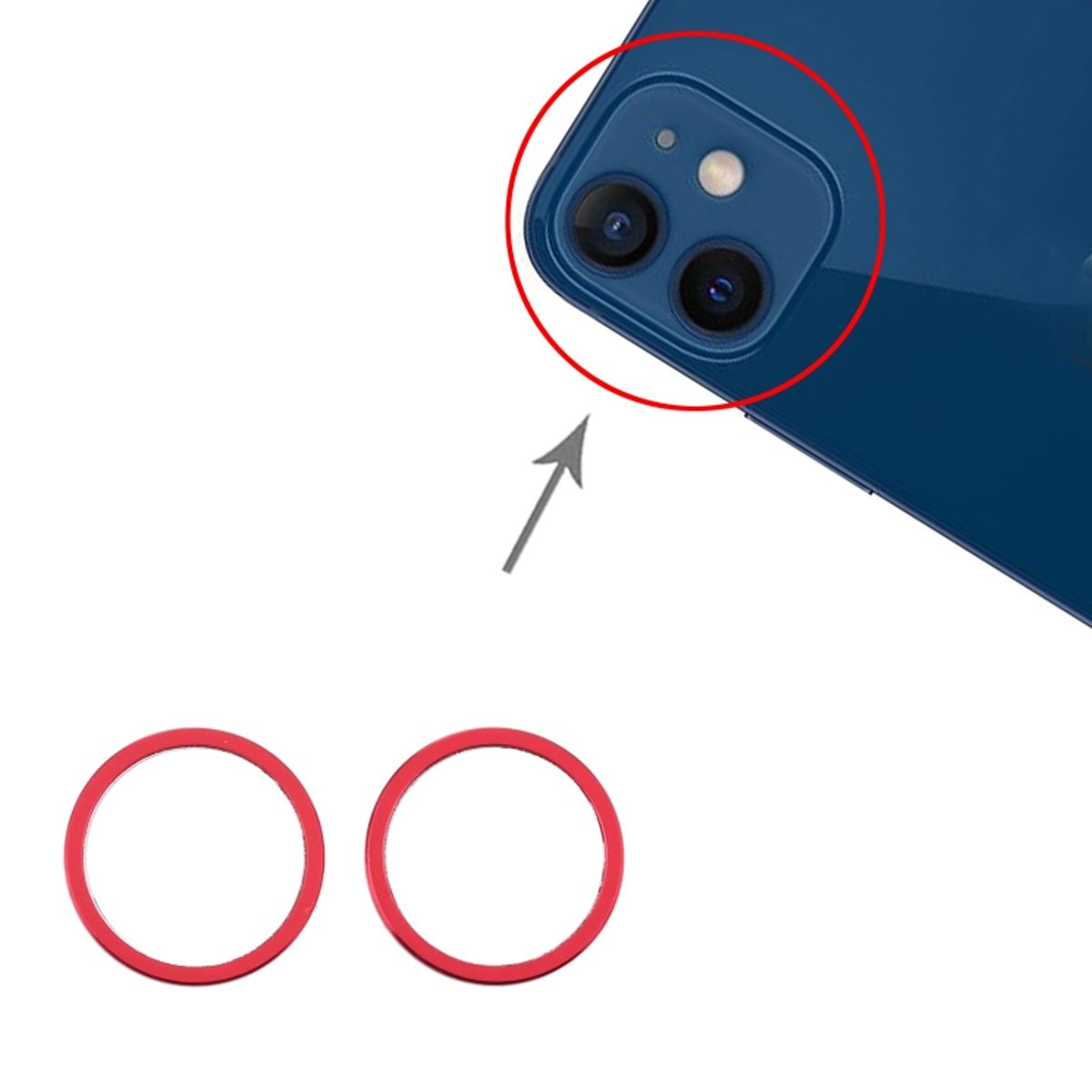 iPhone 12 Mini Lens Protector with Metal Frame - Red 2-pack