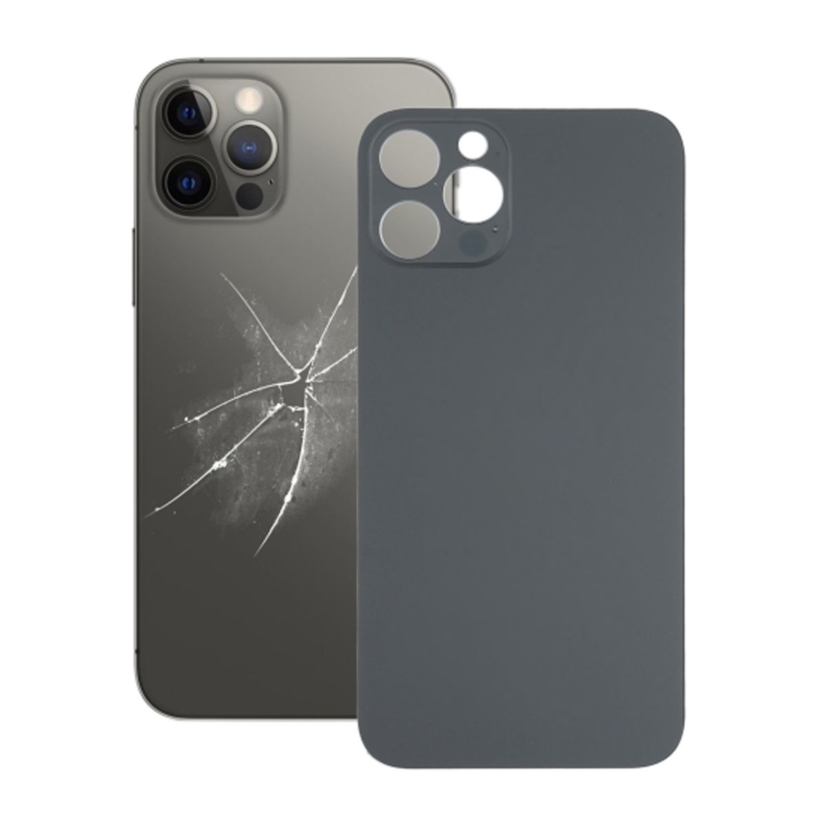 iPhone 12 Pro Max Back Cover OEM Black-Big Camera Hole Size