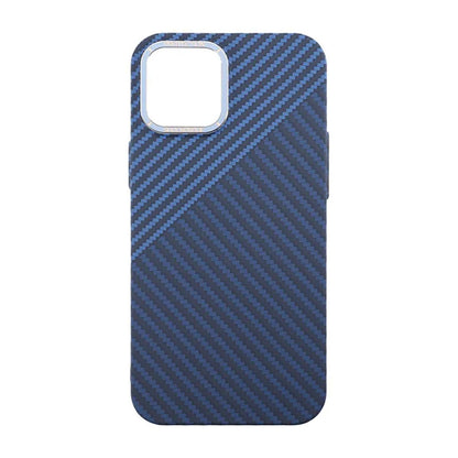Carbon Fiber Phone Case for iPhone 12 Pro Max - Blue and Gray