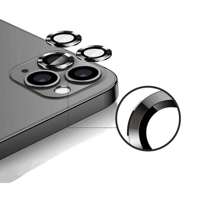 iPhone 12 Pro Max Linsskydd med Metallram - Grå (3-pack)