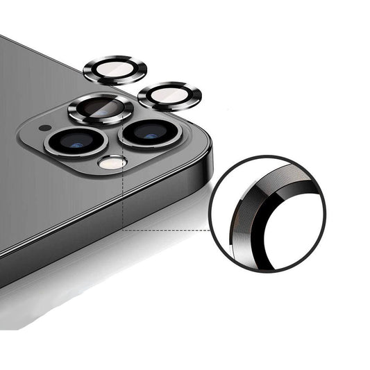 iPhone 12 Pro Max Linsskydd med Metallram - Grå (3-pack)