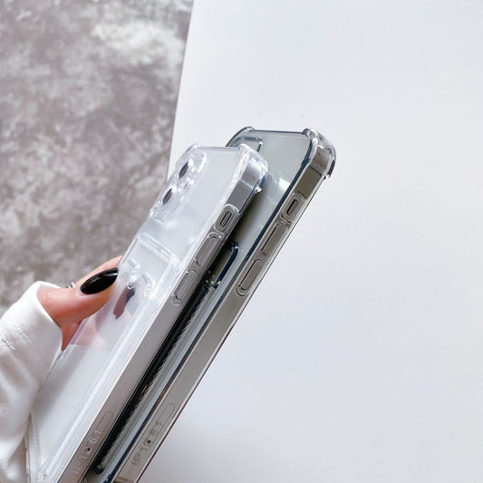 iPhone 12 Stöttåligt Skal med Korthållare - Transparent