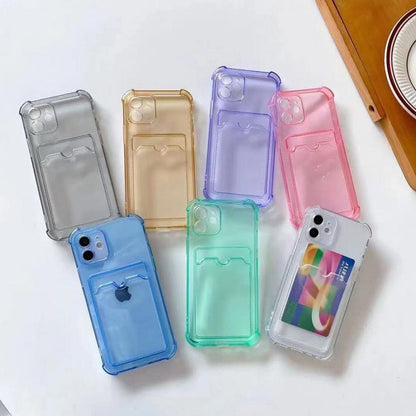 iPhone 12 Stöttåligt Skal med Korthållare - Transparent