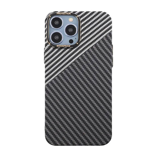 Kolfiber Skal iPhone 13 Pro Max - Svart & Vit
