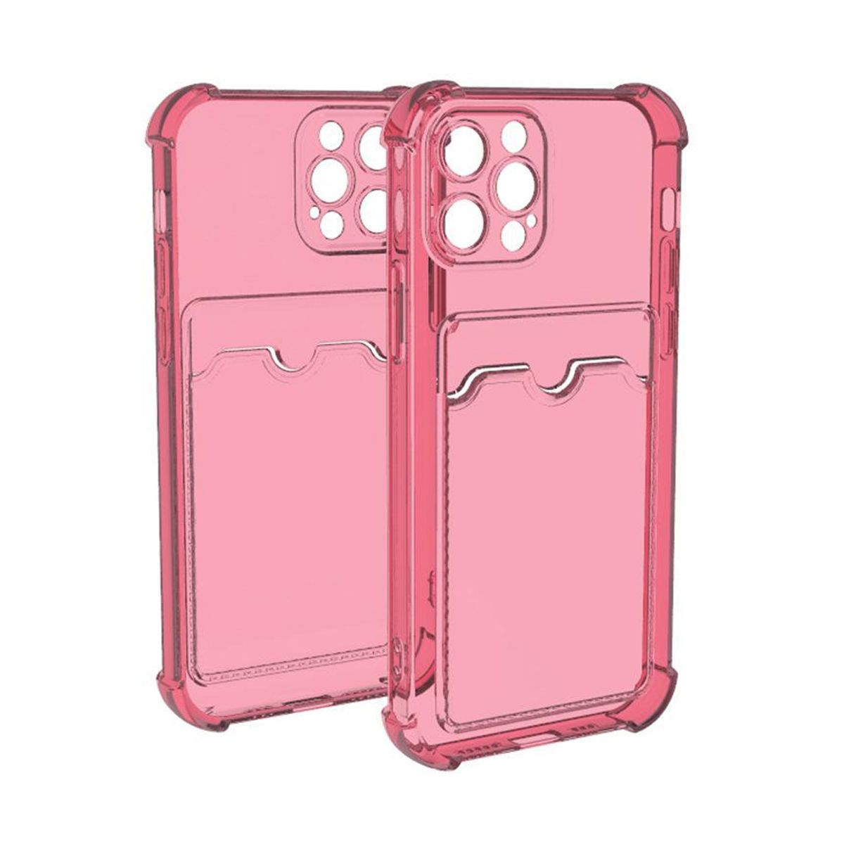 iPhone 13 Pro Max Shockproof Case with Card Holder - Pink