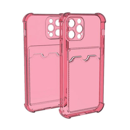 iPhone 13 Pro Max Shockproof Case with Card Holder - Pink