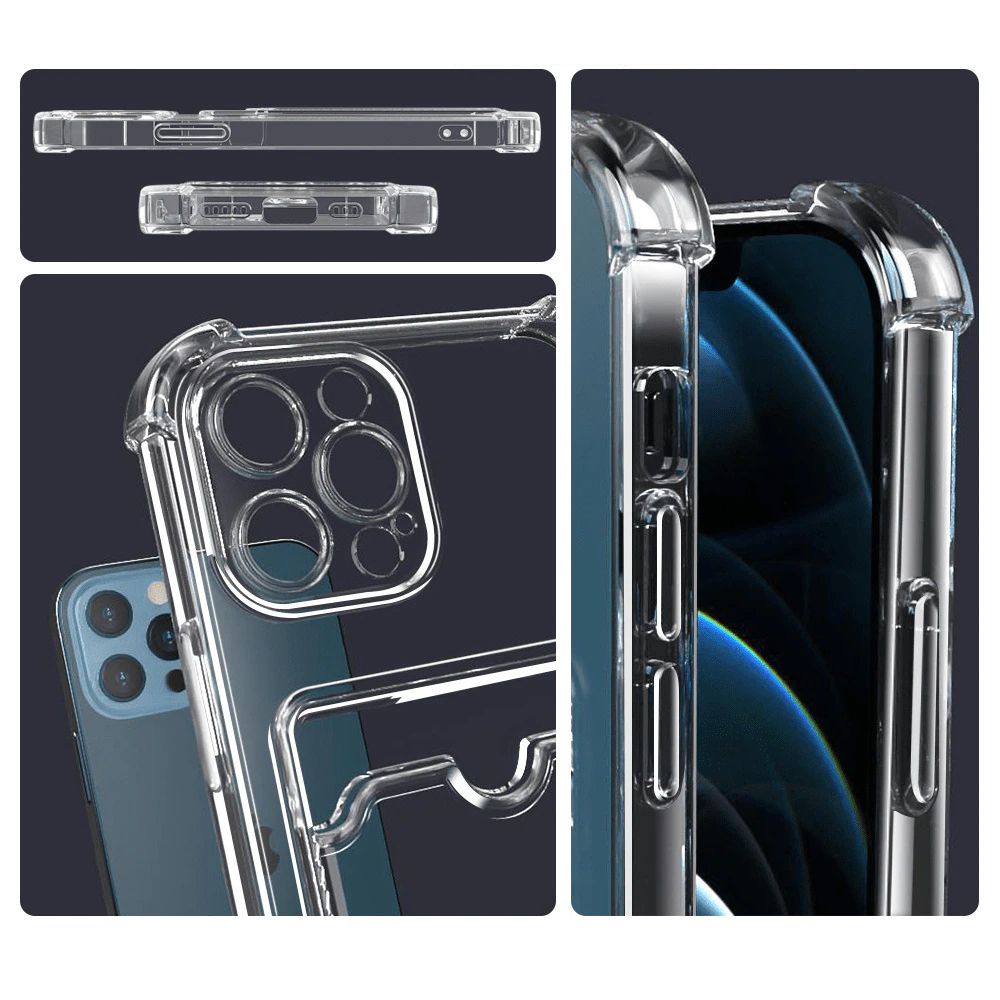 Shockproof Case with Card Holder iPhone 13 - Transparent
