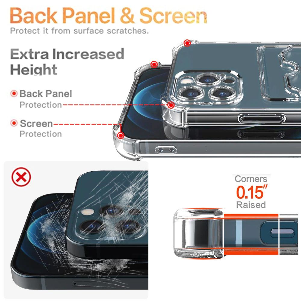 Shockproof Case with Card Holder iPhone 13 - Transparent