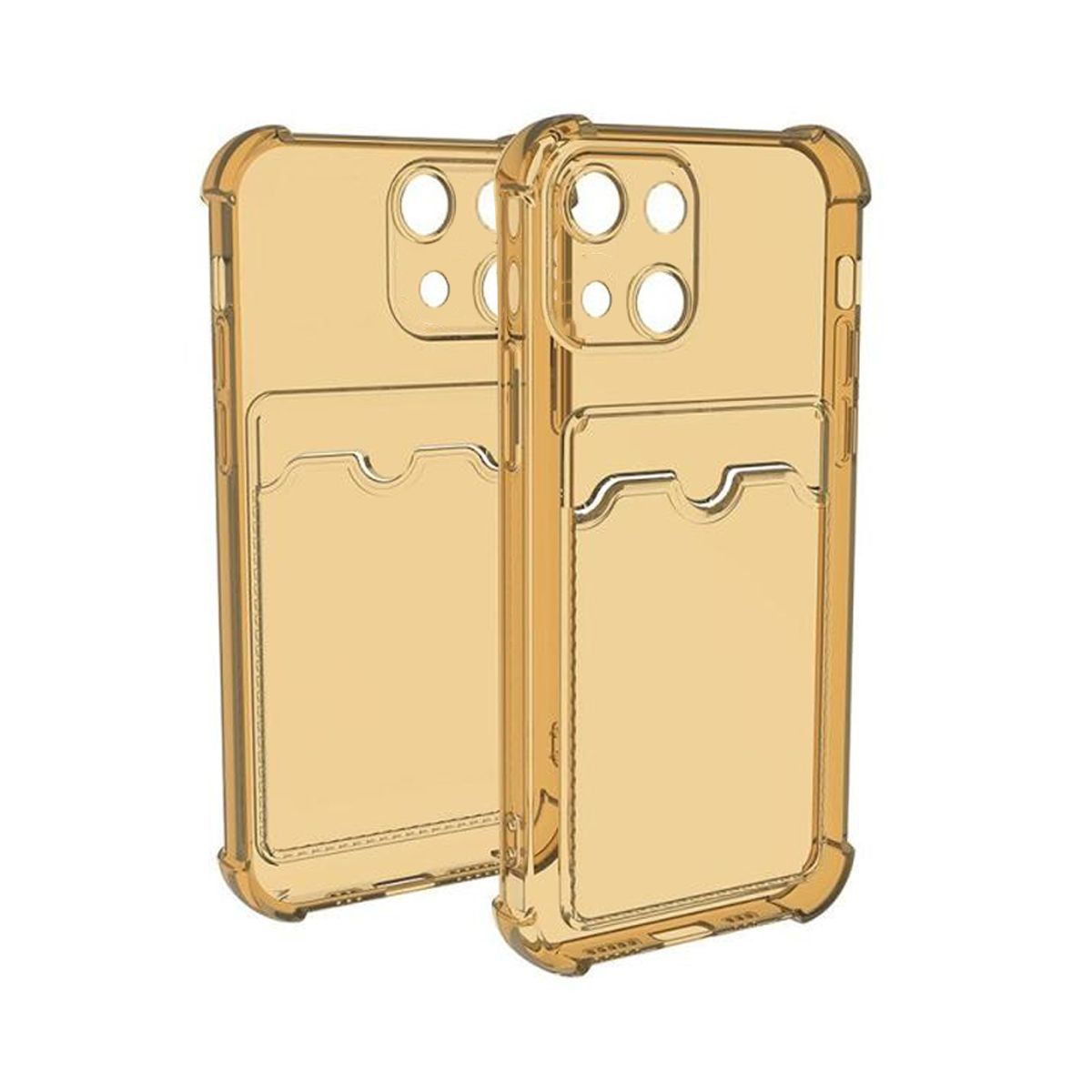 iPhone 13 Shockproof Case with Card Holder - Yellow