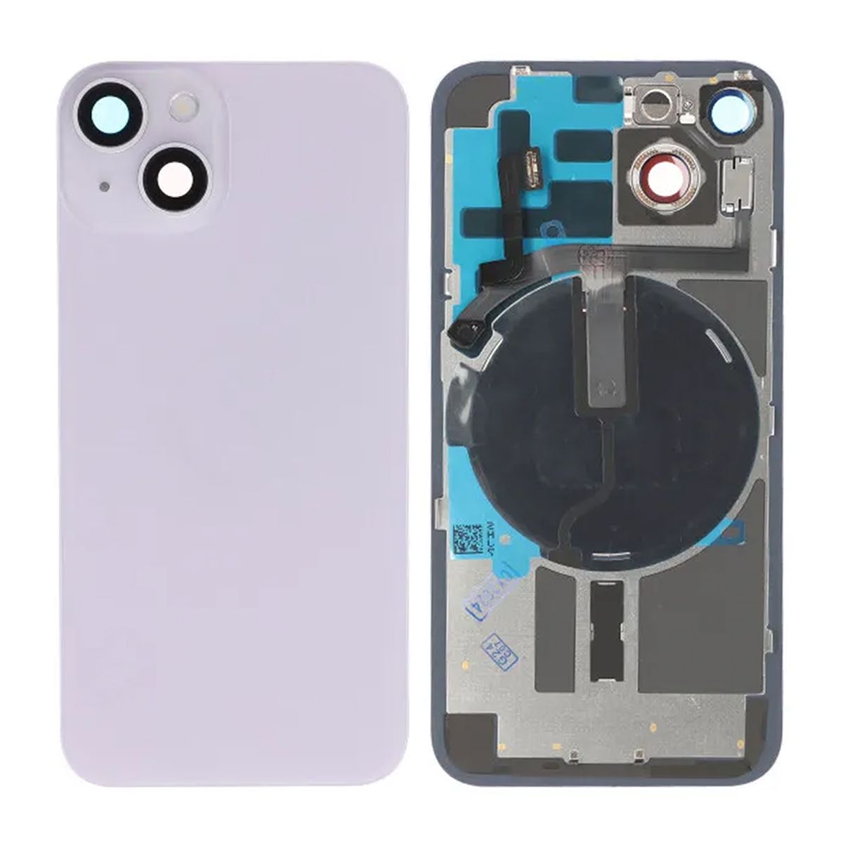 iPhone 14 Back Cover Glass OEM Purple With Small Parts Magsafe Magnet