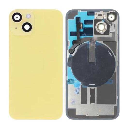 iPhone 14 Back Cover Glass OEM Yellow With Small Parts Magsafe Magnet