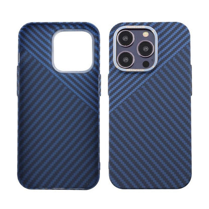 Carbon Fiber Phone Case for iPhone 14 Pro - Blue and Gray