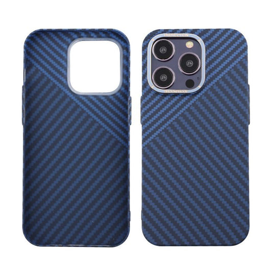 Carbon Fiber Phone Case for iPhone 14 Pro - Blue and Gray