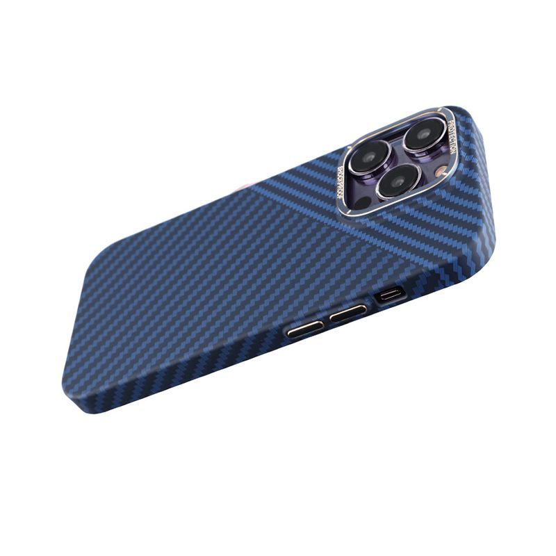 Carbon Fiber Phone Case for iPhone 14 Pro - Blue and Gray