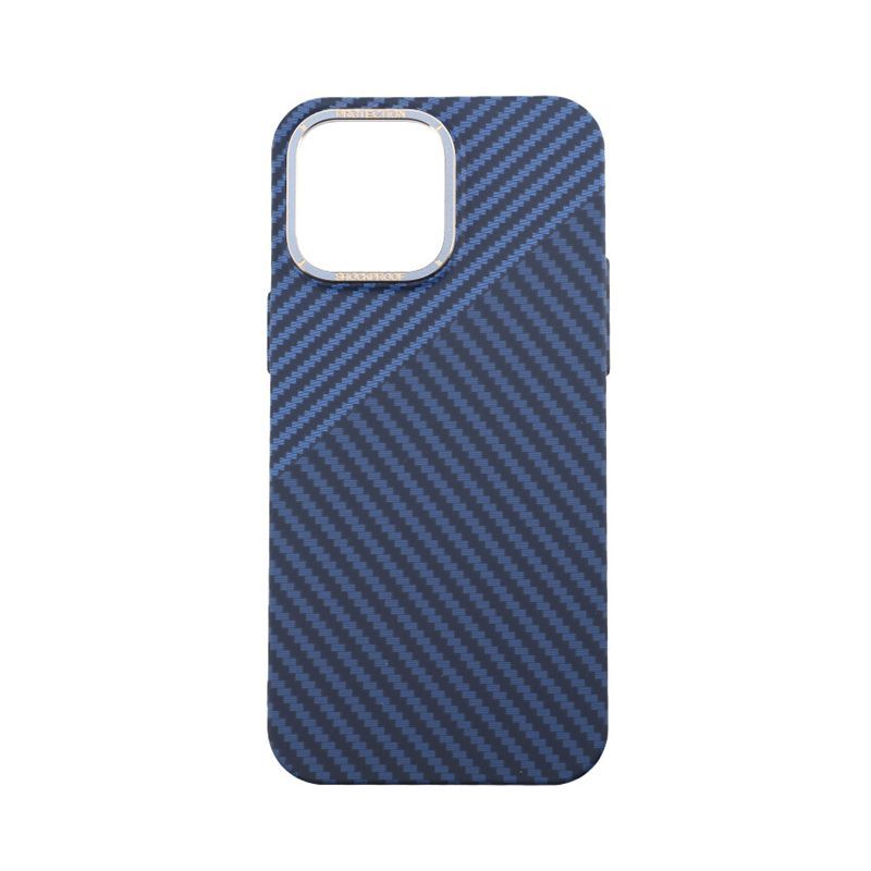 Carbon Fiber Phone Case for iPhone 14 Pro Max - Blue and Gray