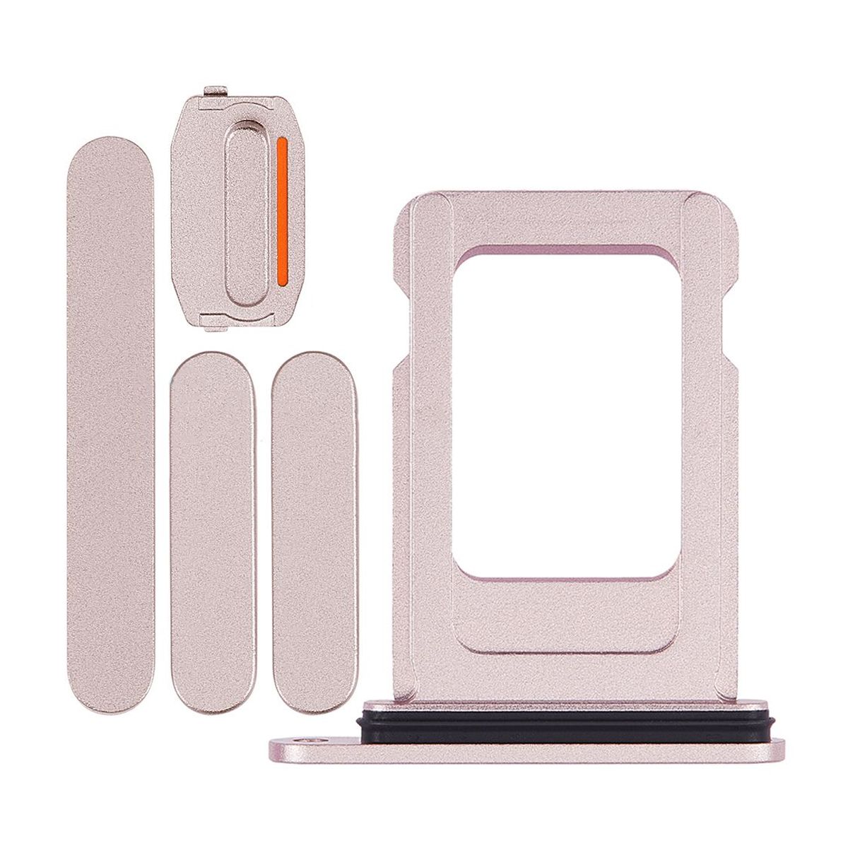 Knappar och Simkorthållare för iPhone 15/15 Plus - Rosa