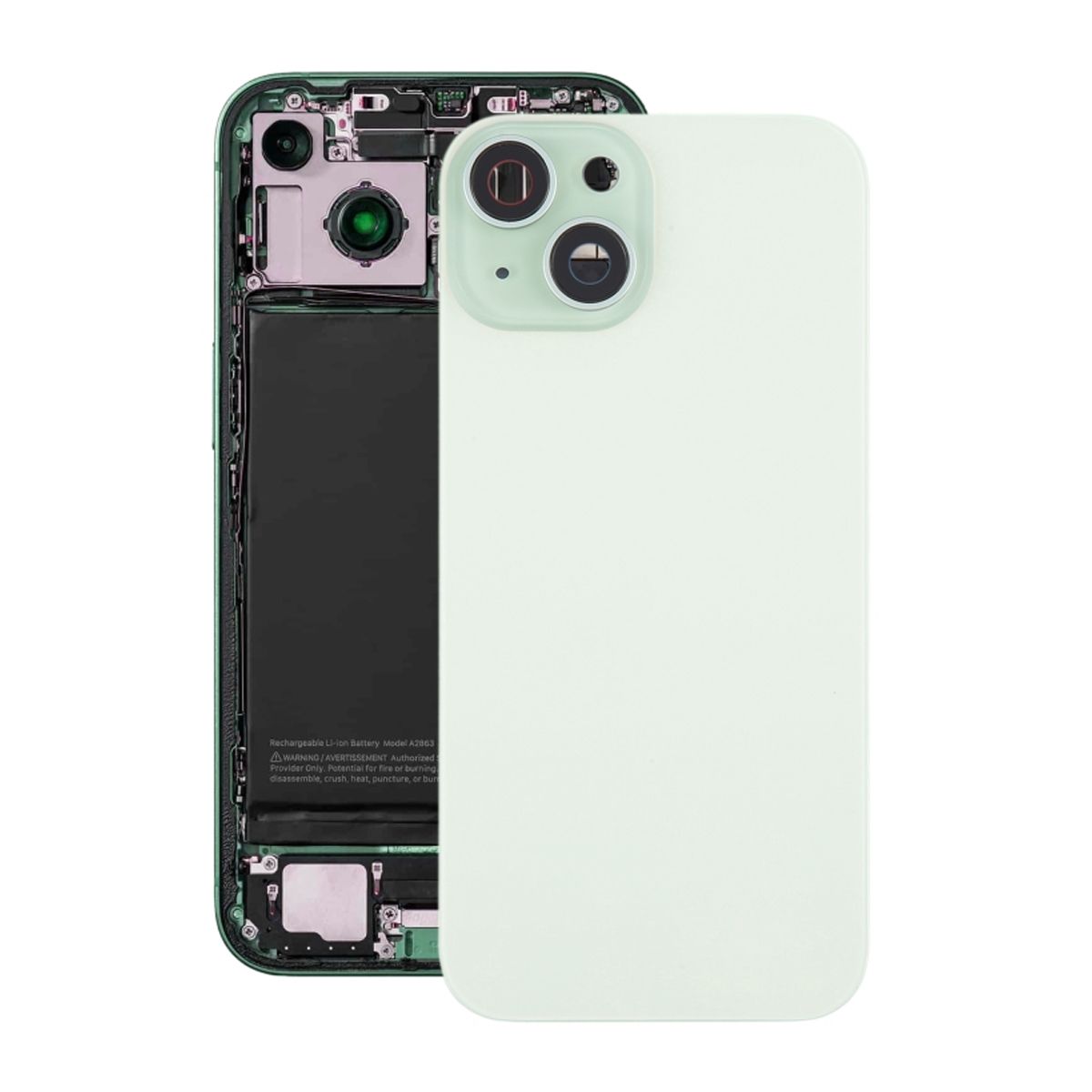 iPhone 15 Baksida Glas med Magnet och Kameralins - Grön