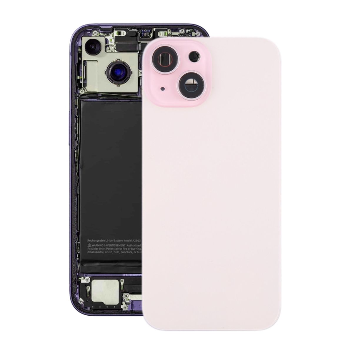 iPhone 15 Baksida Glas med Magnet och Kameralins - Rosa