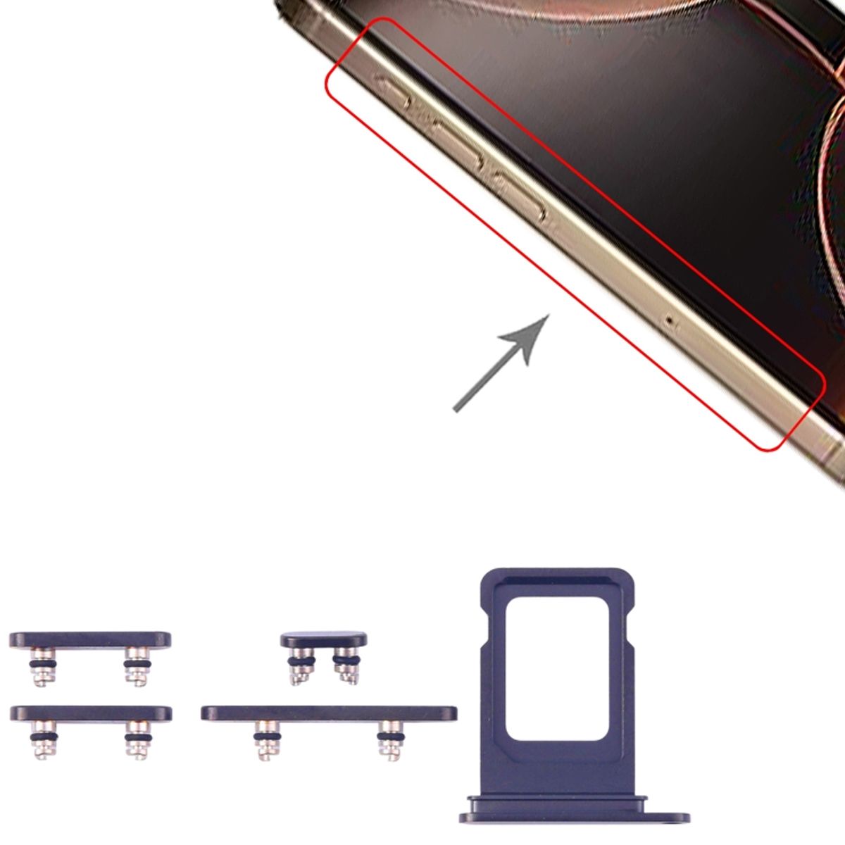 Knappar och Simkorthållare för iPhone 15 Pro/15 Pro Max - Blå