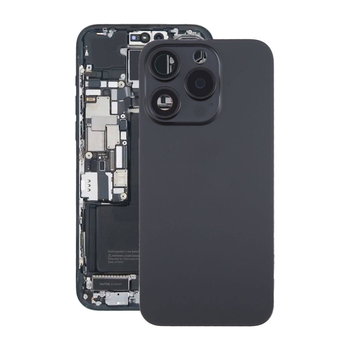iPhone 15 Pro Baksida Glas med Magnet och Kameralins - Svart Titan