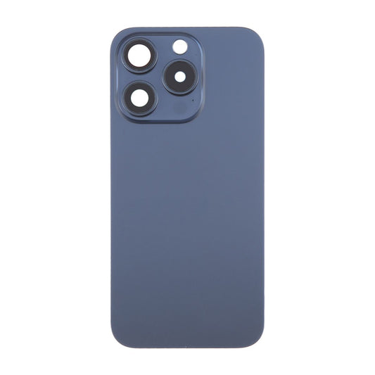 iPhone 15 Pro Baksida Glas med Magnet och Kameralins - Blå Titan