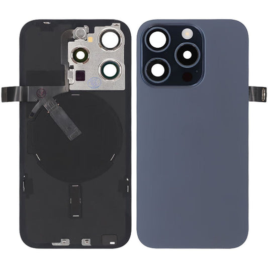 iPhone 15 Pro Back Cover Glass OEM Blue Titanium With Small Parts Magsafe Magnet
