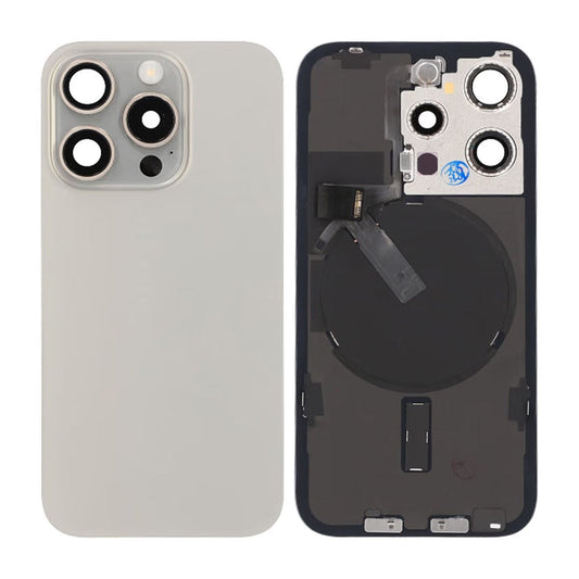 iPhone 15 Pro Back Cover Glass Original Natural Titanium With Small Parts Magsafe Magnet