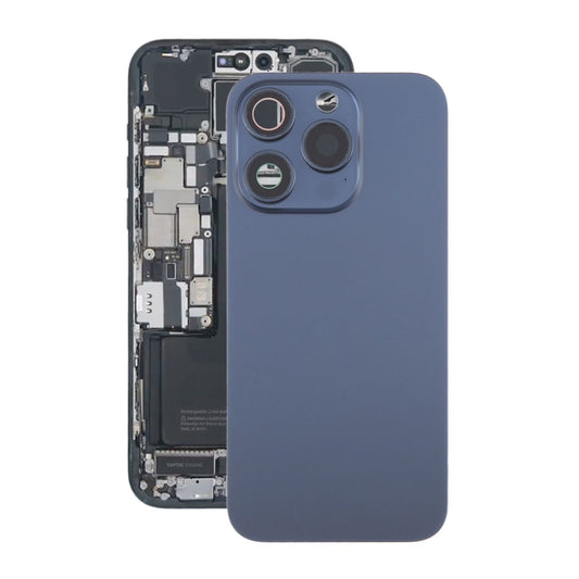 iPhone 15 Pro Max Baksida Glas med Magnet och Kameralins - Blå Titan