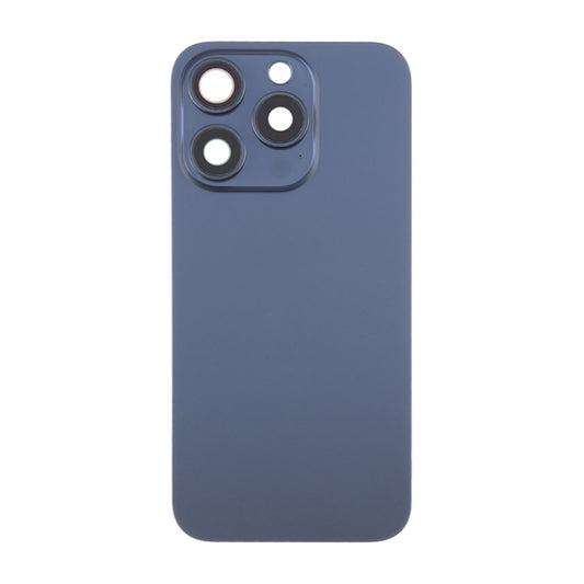 iPhone 15 Pro Max Baksida Glas med Magnet och Kameralins - Blå Titan