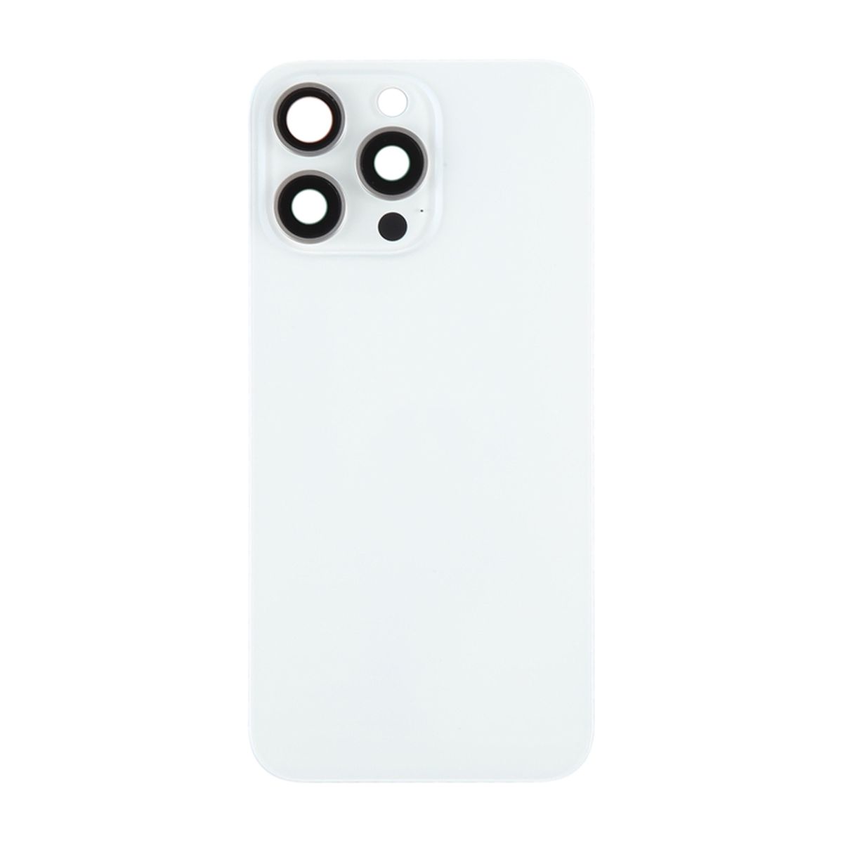 iPhone 15 Pro Max Baksida Glas med Magnet och Kameralins - Vit Titan