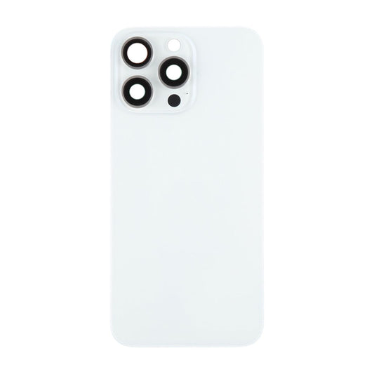 iPhone 15 Pro Max Baksida Glas med Magnet och Kameralins - Vit Titan