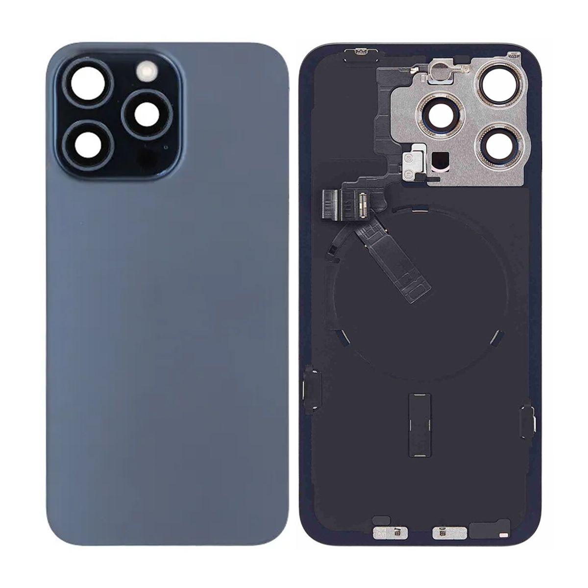 iPhone 15 Pro Max Baksida Glas Komplett OEM - Blå