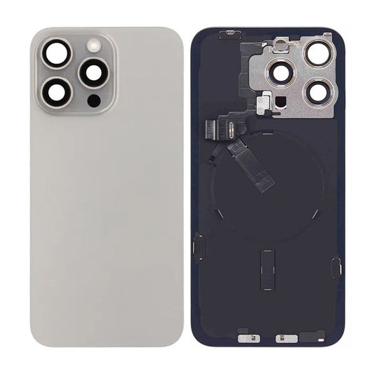 iPhone 15 Pro Max Baksida Glas Komplett OEM - Naturalig Titan