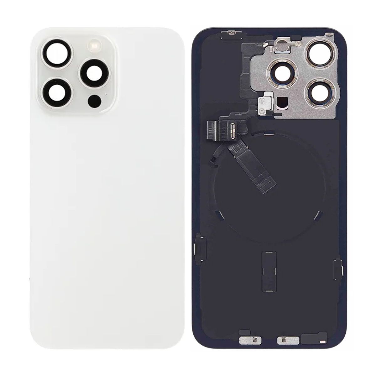 iPhone 15 Pro Max Baksida Glas Komplett OEM - Vit