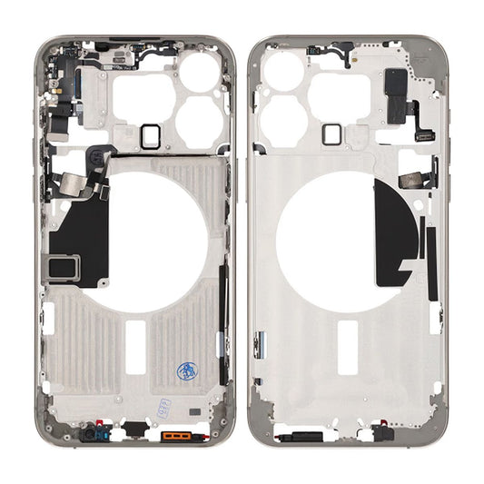iPhone 15 Pro Max Back Cover Middle Frame Original Natural Titanium With Small Parts