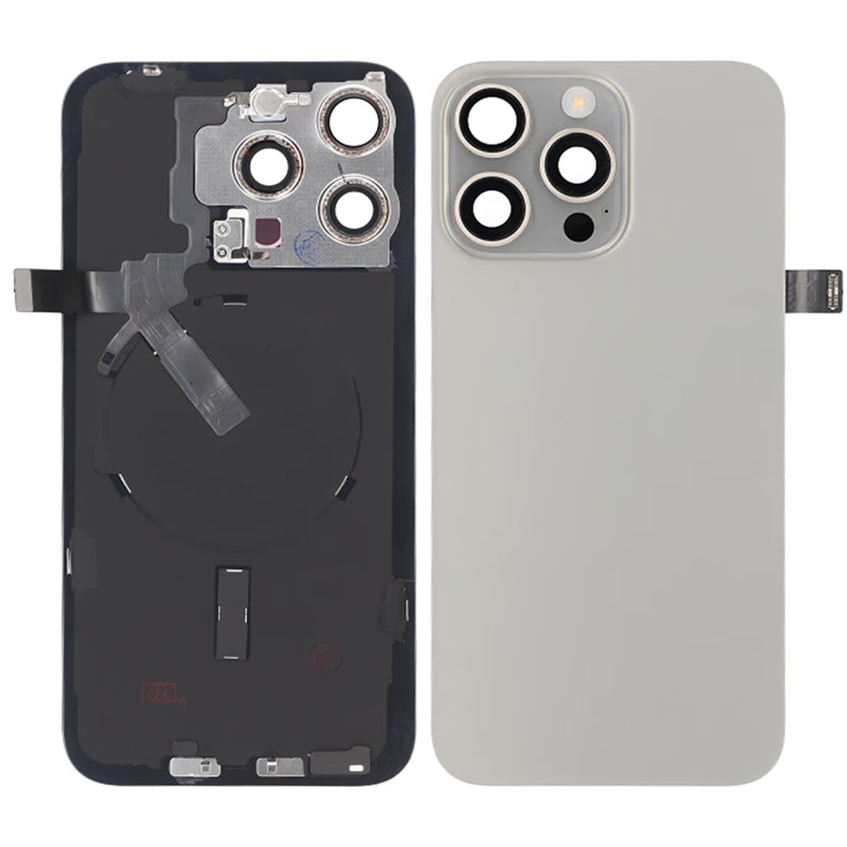 iPhone 15 Pro Max Back Cover Glass Original Natural Titanium With Small Parts Magsafe Magnet