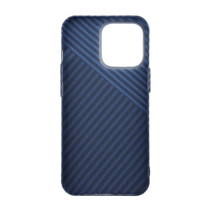 Carbon Fiber Phone Case for iPhone 15 Pro Max - Blue and Gray