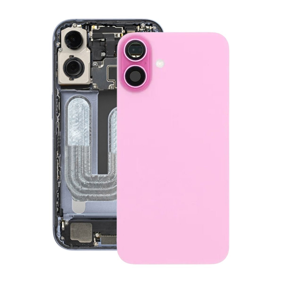 iPhone 16 Baksida Glas med Magnet och Kameralins - Rosa