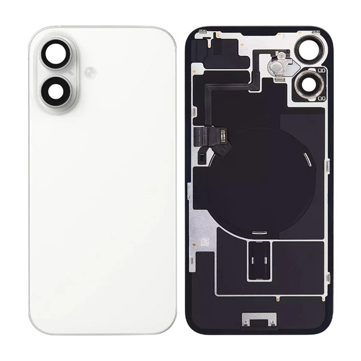 iPhone 16 Baksida Glas med smådelar - Vit