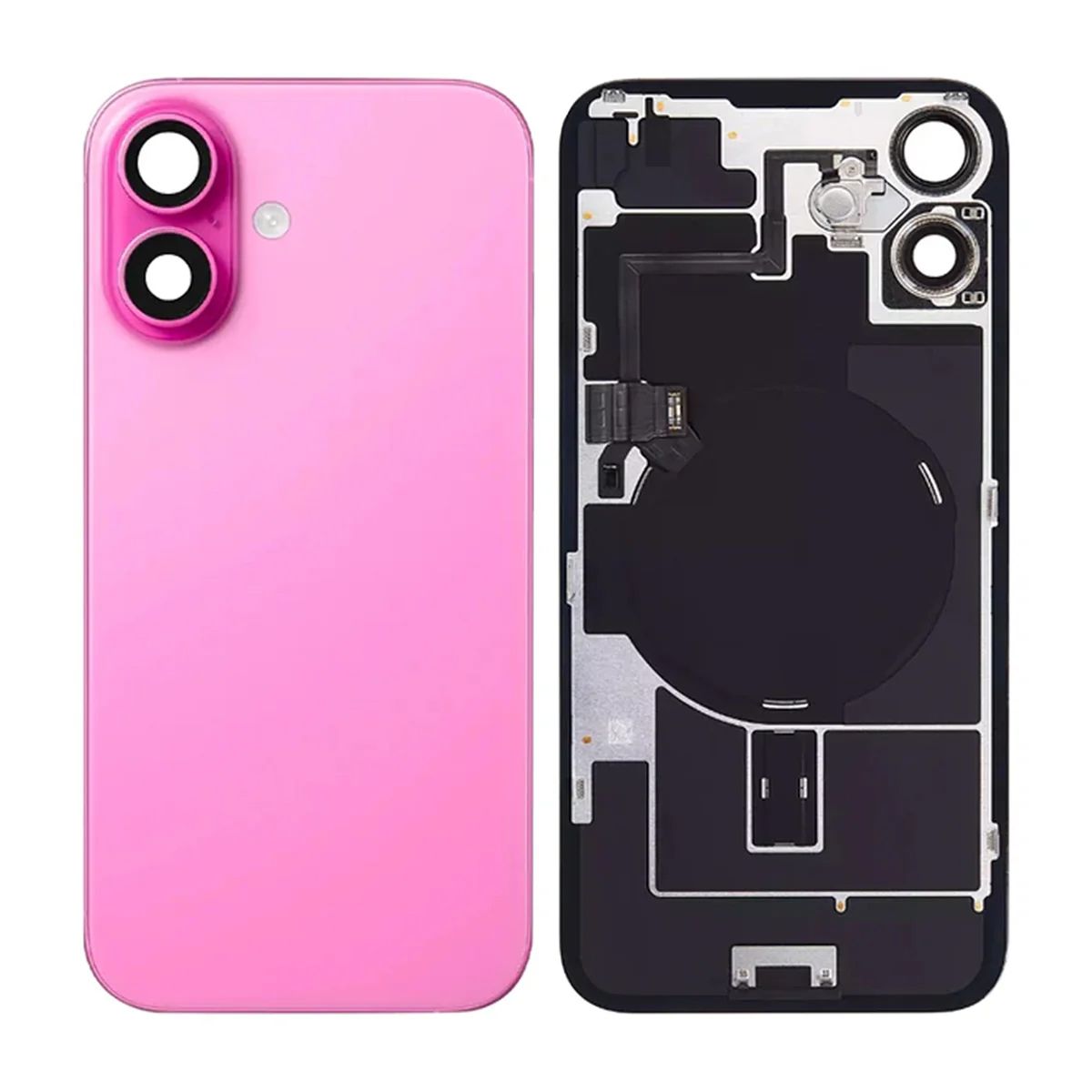 iPhone 16 Plus Baksida Glas med smådelar - Rosa